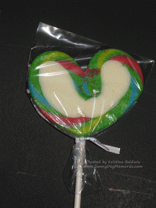 Backside of Heart Candy Cane Lollipop