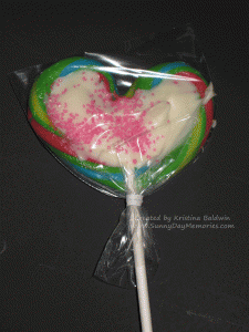 Closeup of Heart Candy Cane Lollipop