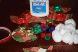 Supplies for Reeses Santa Hats