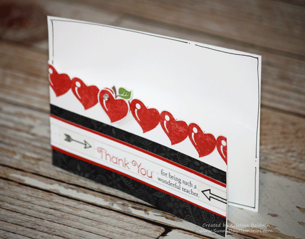 Teacher Appreciation Heart Card side view