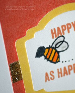 Closeup of Happy Bee Card