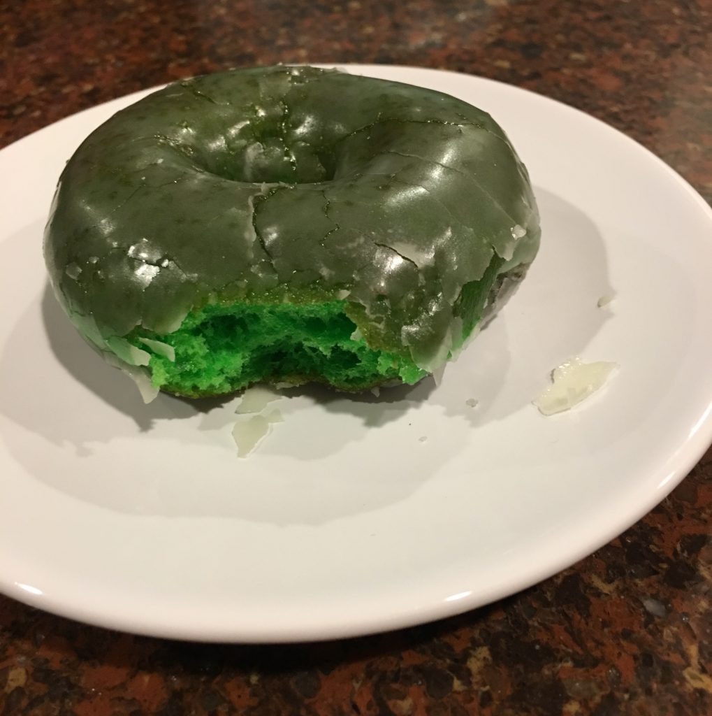 Bitten Green Krispy Kreme Donut