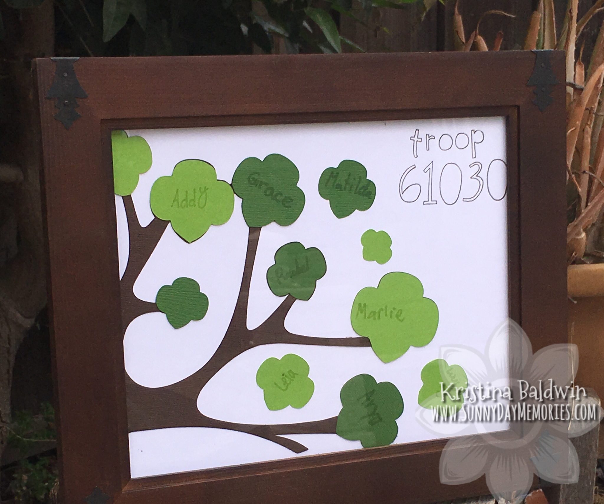 Framed Girl Scout Trefoil Tree