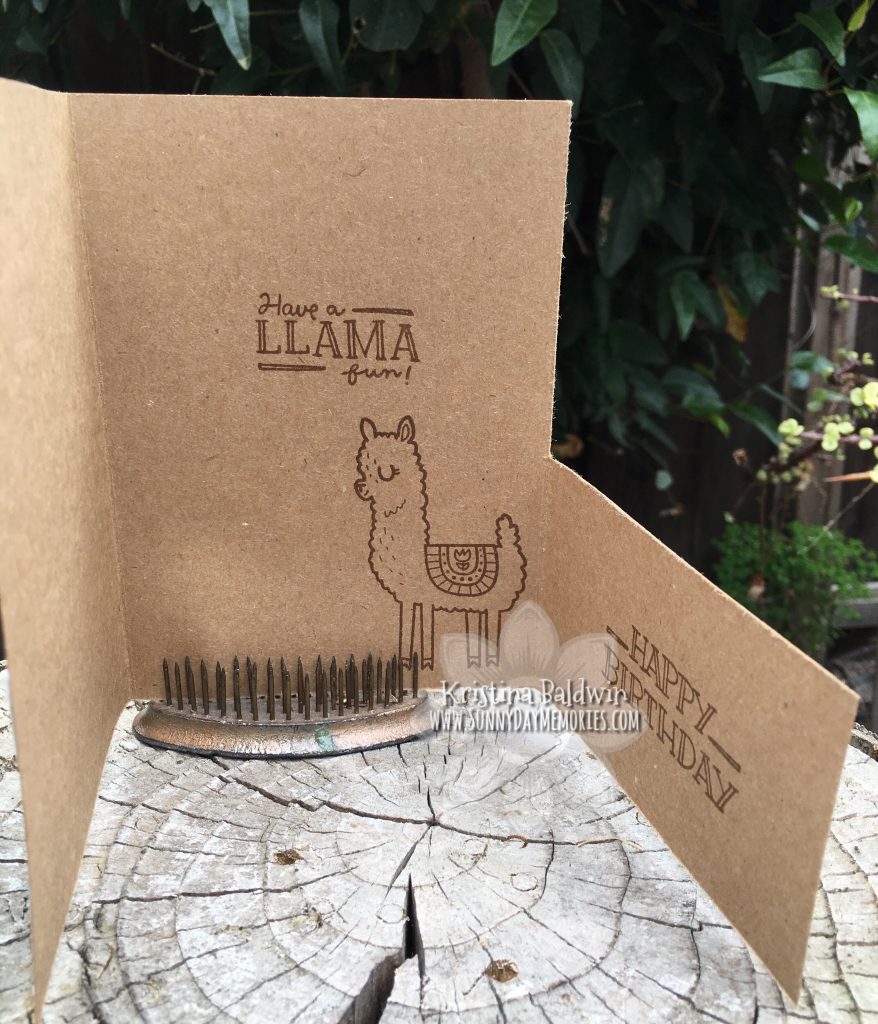 Inside Llama Fun Fold Card