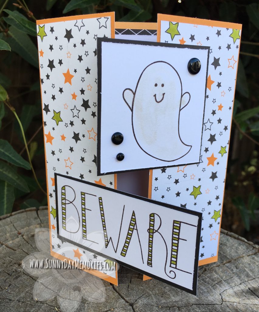 Beware Halloween Ghost Card Slightly Open