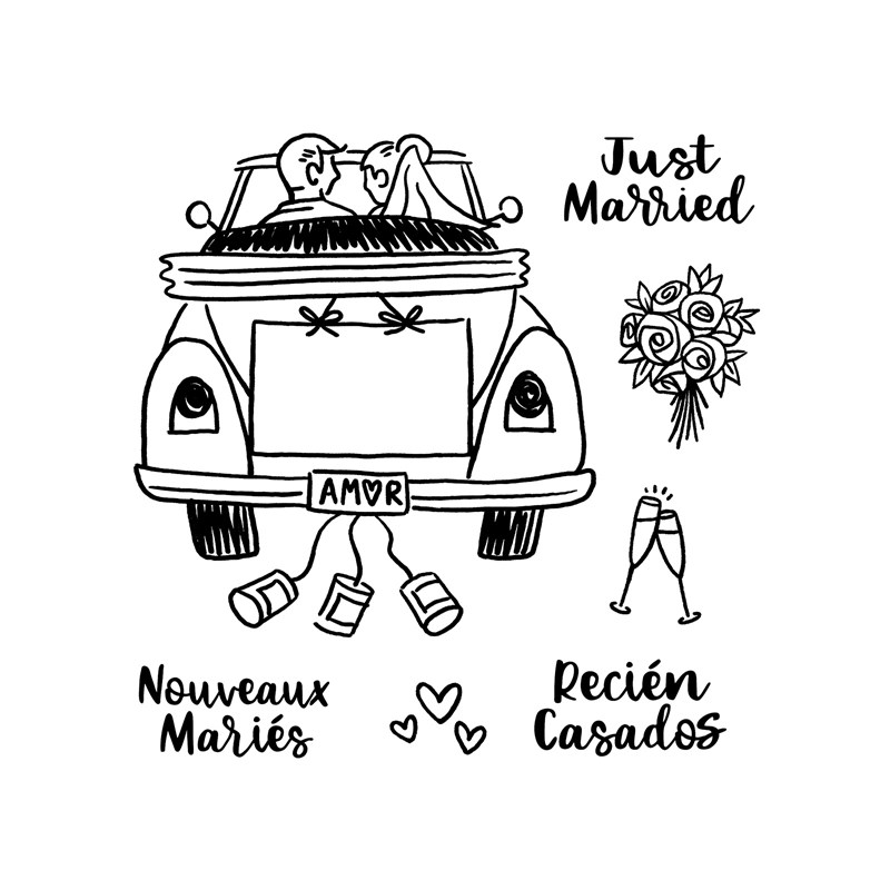 CTMH Just Married Ride Stamp Set