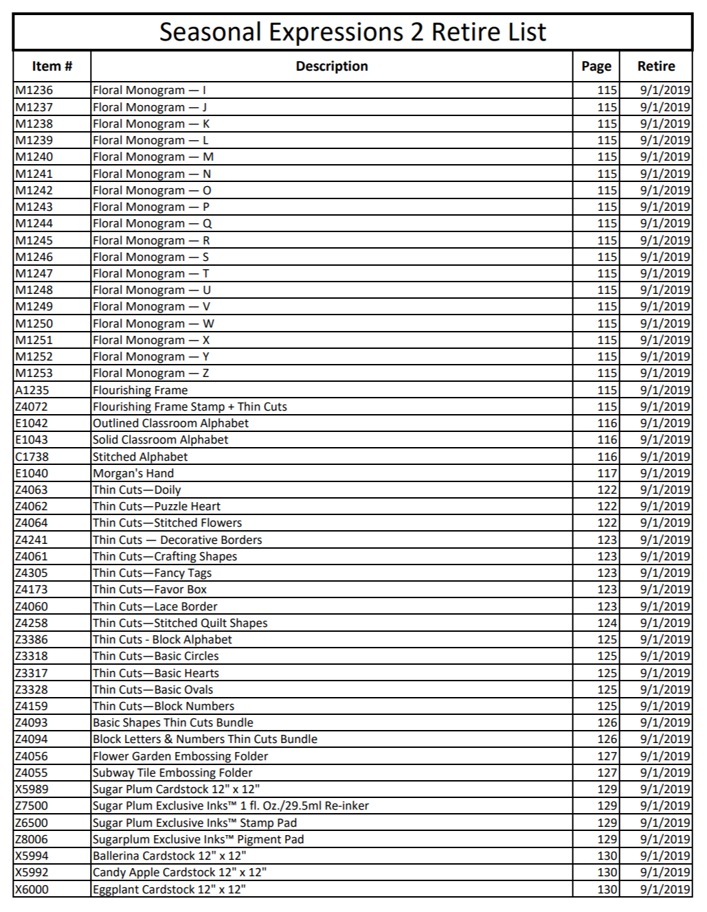 CTMH 2019 Seasonal Expressions 2 Retirement List Page 4