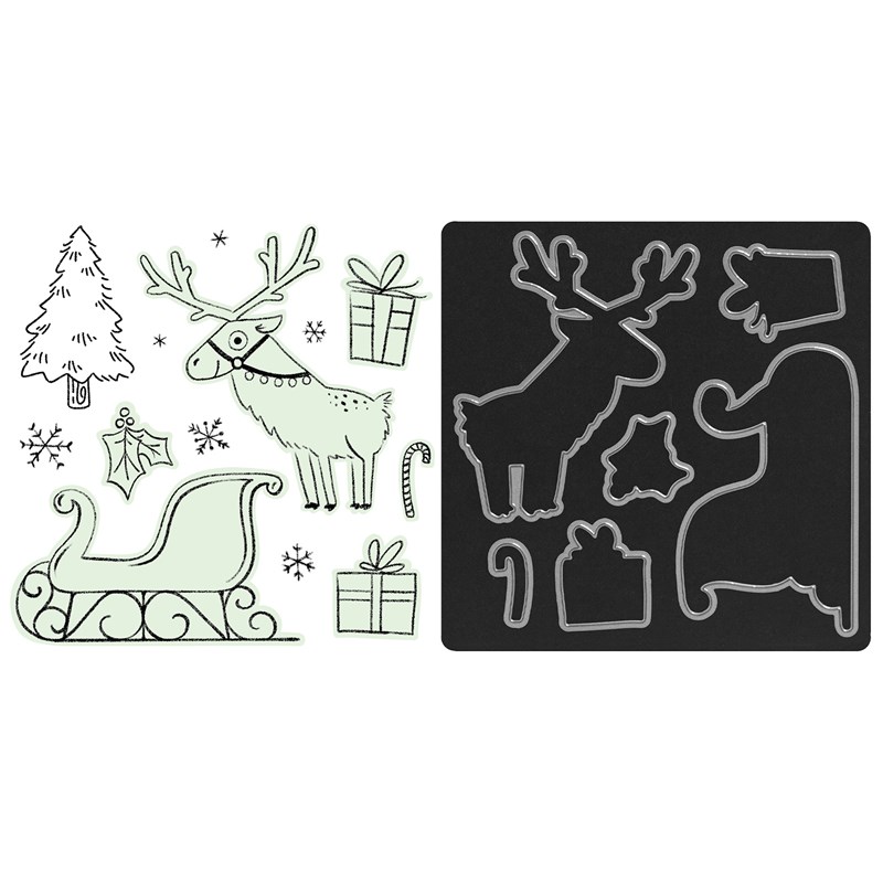 CTMH Santa's Sleigh Stamp + Thin Cuts