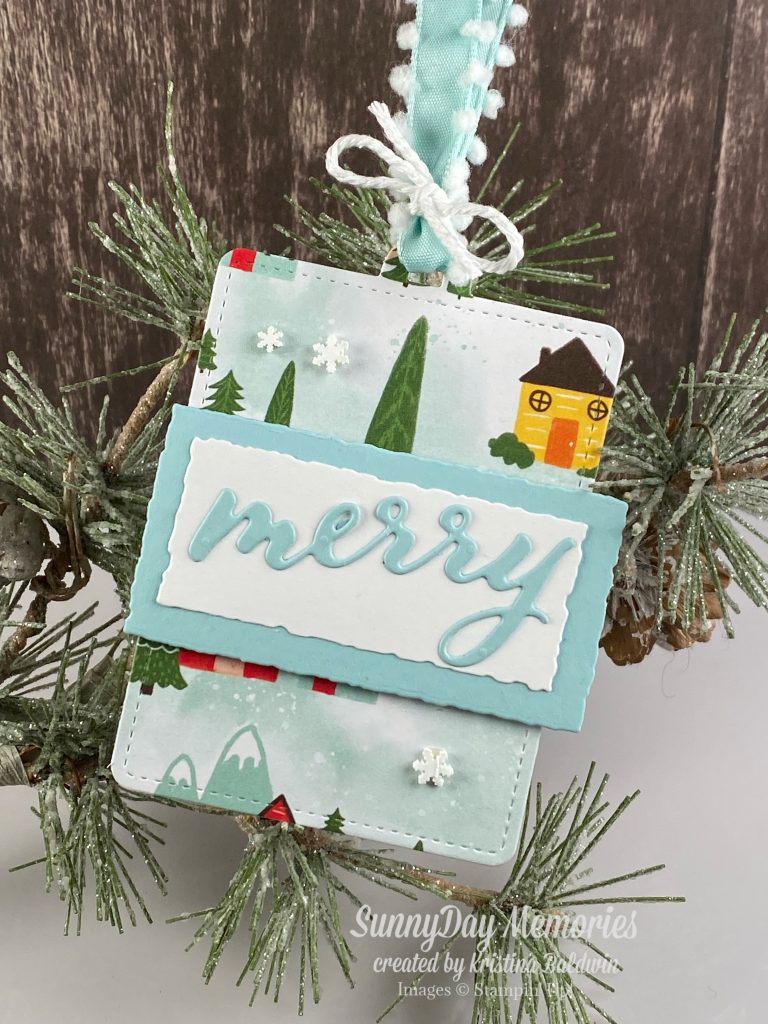 Stampin' Up Deckled Rectangles Merry Christmas Tag